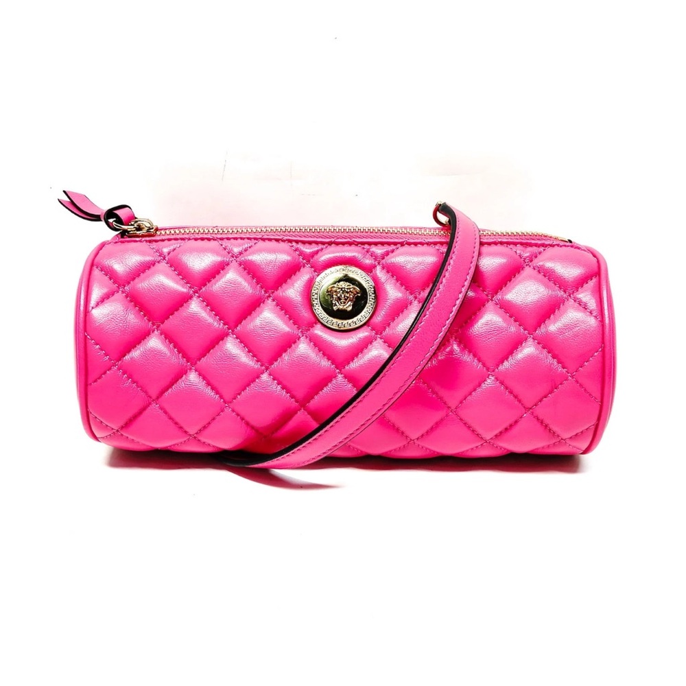 EUC/Like New Versace Pink Quilted Medusa Mini Roll Bag w/Papers & Dust Bag